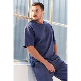Tommy Life 87985 Küçük Yazı Baskılı Oversize O Yaka Petrol Erkek T-shirt
