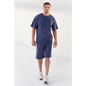 Tommy Life 87985 Küçük Yazı Baskılı Oversize O Yaka Petrol Erkek T-shirt