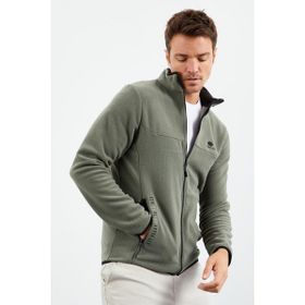 Tommy Life 87992 Çağla Yazı Nakışlı Dik Yaka Fermuarlı Standart Kalıp Polar Erkek Sweatshirt
