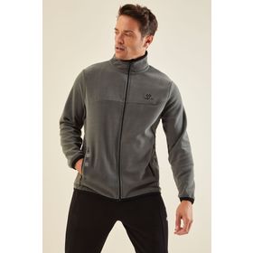 Tommy Life 87992 Çağla Yazı Nakışlı Dik Yaka Fermuarlı Standart Kalıp Polar Erkek Sweatshirt