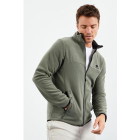 Tommy Life 87992 Çağla Yazı Nakışlı Dik Yaka Fermuarlı Standart Kalıp Polar Erkek Sweatshirt