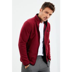 Tommy Life 87992 Erguvan Erkek Yazı Nakışlı Dik Yaka Fermuarlı Standart Kalıp Sweatshirt Polar
