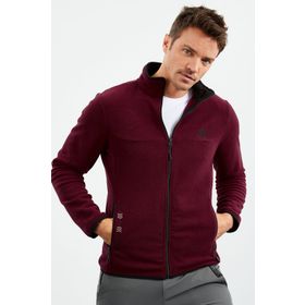 Tommy Life 87992 Erguvan Erkek Yazı Nakışlı Dik Yaka Fermuarlı Standart Kalıp Sweatshirt Polar