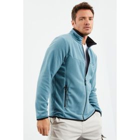 Tommy Life 87992 Mint Yeşili Erkek Yazı Nakışlı Dik Yaka Fermuarlı Standart Kalıp Sweatshirt Polar