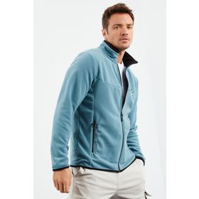 Tommy Life 87992 Mint Yeşili Erkek Yazı Nakışlı Dik Yaka Fermuarlı Standart Kalıp Sweatshirt Polar