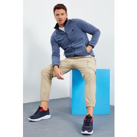 Tommy Life 87992 Petrol Yazı Nakışlı Dik Yaka Fermuarlı Standart Kalıp Sweatshirt Erkek Polar