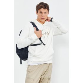 Tommy Life 88007 Ekru El Yazısı Nakışlı Kapüşonlu Rahat Form Erkek Sweatshirt
