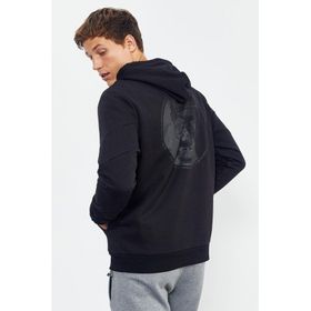 Tommy Life 88008 Siyah Kuru Kafa Sırt Baskılı Kapüşonlu Rahat Form Erkek Sweatshirt