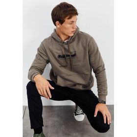 Tommy Life 88019 Camel Erkek Baskılı Kapüşonlu Kanguru Cep Rahat Form Sweatshirt