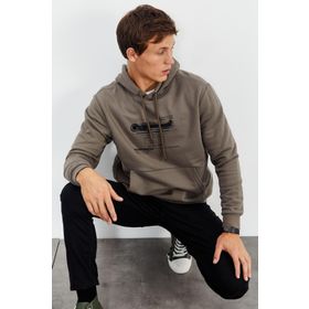 Tommy Life 88019 Camel Erkek Baskılı Kapüşonlu Kanguru Cep Rahat Form Sweatshirt