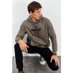 Tommy Life 88019 Camel Erkek Baskılı Kapüşonlu Kanguru Cep Rahat Form Sweatshirt
