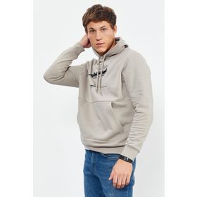 Tommy Life 88019 Koyu Bej Erkek Baskılı Kapüşonlu Kanguru Cep Rahat Form Sweatshirt