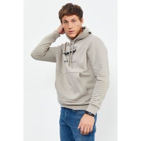 Tommy Life 88019 Koyu Bej Erkek Baskılı Kapüşonlu Kanguru Cep Rahat Form Sweatshirt