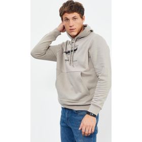 Tommy Life 88019 Koyu Bej Erkek Baskılı Kapüşonlu Kanguru Cep Rahat Form Sweatshirt
