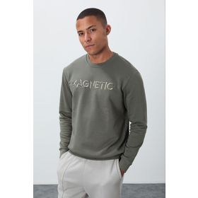 Tommy Life 88020 Çağla Yazı Nakışlı O Yaka Rahat Form Erkek Sweatshirt
