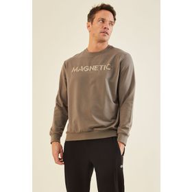 Tommy Life 88020 Camel Yazı Nakışlı O Yaka Rahat Form Erkek Sweatshirt
