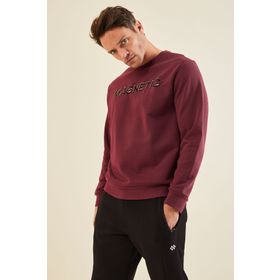 Tommy Life 88020 Erguvan Erkek Yazı Nakışlı O Yaka Rahat Form Sweatshirt