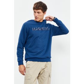 Tommy Life 88020 İndigo Erkek Yazı Nakışlı O Yaka Rahat Form Sweatshirt