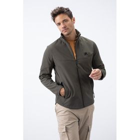 Tommy Life 88050 Fermuarlı Dik Yaka Su ve Rüzgar Geçirmez Softshell Haki Erkek Mont