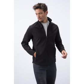 Tommy Life 88050 Fermuarlı Dik Yaka Su ve Rüzgar Geçirmez Softshell Siyah Erkek Mont