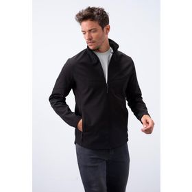 Tommy Life 88050 Fermuarlı Dik Yaka Su ve Rüzgar Geçirmez Softshell Siyah Erkek Mont