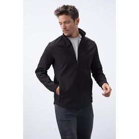 Tommy Life 88050 Fermuarlı Dik Yaka Su ve Rüzgar Geçirmez Softshell Siyah Erkek Mont