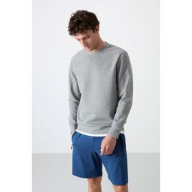 Tommy Life 88053 Gri Melanj Basic O Yaka Rahat Form Erkek Sweatshirt