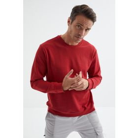 Tommy Life 88053 Kırmızı Basic O Yaka Rahat Form Erkek Sweatshirt