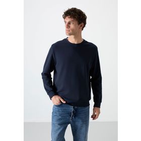 Tommy Life 88053 Lacivert Basic O Yaka Rahat Form Erkek Sweatshirt