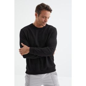 Tommy Life 88053 Siyah Basic O Yaka Rahat Form Erkek Sweatshirt