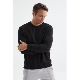 Tommy Life 88053 Siyah Basic O Yaka Rahat Form Erkek Sweatshirt