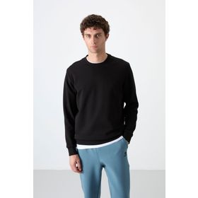 Tommy Life 88053 Siyah Basic O Yaka Rahat Form Erkek Sweatshirt