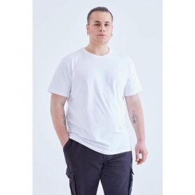 Tommy Life 88072 Basic Kısa Kol O Yaka Büyük Beden Beyaz Erkek T-Shirt