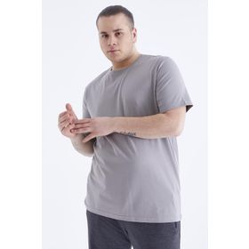 Tommy Life 88072 Basic Kısa Kol O Yaka Büyük Beden Gri Erkek T-Shirt
