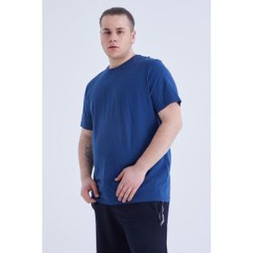 Tommy Life 88072 Basic Kısa Kol O Yaka Büyük Beden İndigo Erkek T-shirt