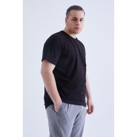 Tommy Life 88072 Basic Kısa Kol O Yaka Büyük Beden Siyah Erkek T-Shirt