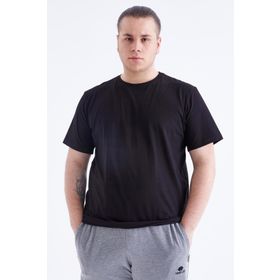 Tommy Life 88072 Basic Kısa Kol O Yaka Büyük Beden Siyah Erkek T-Shirt