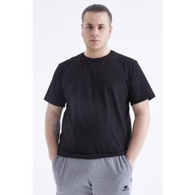 Tommy Life 88072 Basic Kısa Kol O Yaka Büyük Beden Siyah Erkek T-Shirt