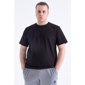Tommy Life 88072 Basic Kısa Kol O Yaka Büyük Beden Siyah Erkek T-Shirt