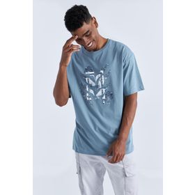 Tommy Life 88092 Büyük Baskılı O Yaka Mint Yeşili Erkek Oversize T-Shirt