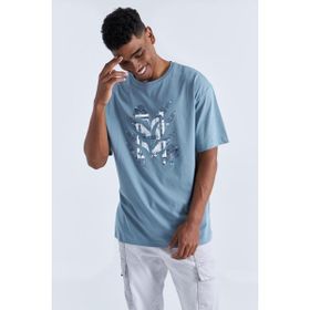 Tommy Life 88092 Büyük Baskılı O Yaka Mint Yeşili Erkek Oversize T-Shirt