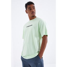 Tommy Life 88100 Açık Yeşil Sırtı Yazı Baskılı O Yaka Oversize Erkek T-shirt