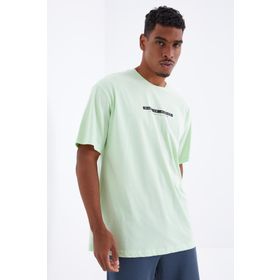 Tommy Life 88100 Açık Yeşil Sırtı Yazı Baskılı O Yaka Oversize Erkek T-shirt