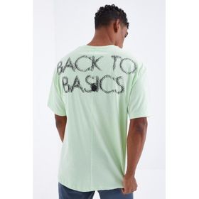 Tommy Life 88100 Açık Yeşil Sırtı Yazı Baskılı O Yaka Oversize Erkek T-shirt