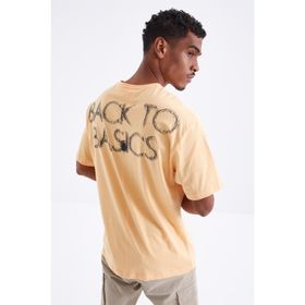 Tommy Life 88100 Sırtı Yazı Baskılı O Yaka Kavun İçi Erkek Oversize T-Shirt