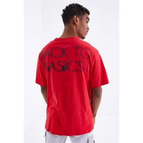 Tommy Life 88100 Sırtı Yazı Baskılı O Yaka Kırmızı Erkek Oversize T-Shirt