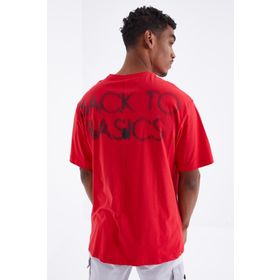 Tommy Life 88100 Sırtı Yazı Baskılı O Yaka Kırmızı Erkek Oversize T-Shirt