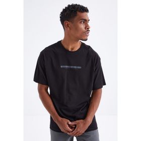 Tommy Life 88100 Sırtı Yazı Baskılı O Yaka Siyah Erkek Oversize T-Shirt