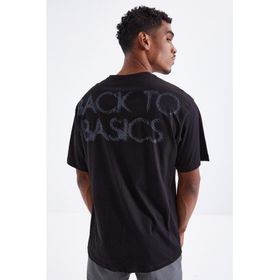 Tommy Life 88100 Sırtı Yazı Baskılı O Yaka Siyah Erkek Oversize T-Shirt