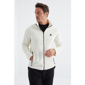 Tommy Life 88134 Ekru Fermuarlı Dik Yaka Standart Kalıp Erkek Sweatshirt Polar